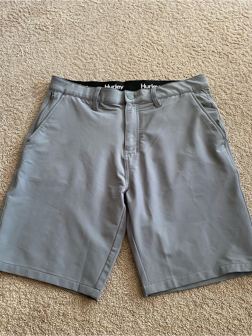 Hurley Men's Gray Stretch Flat-Front Shorts